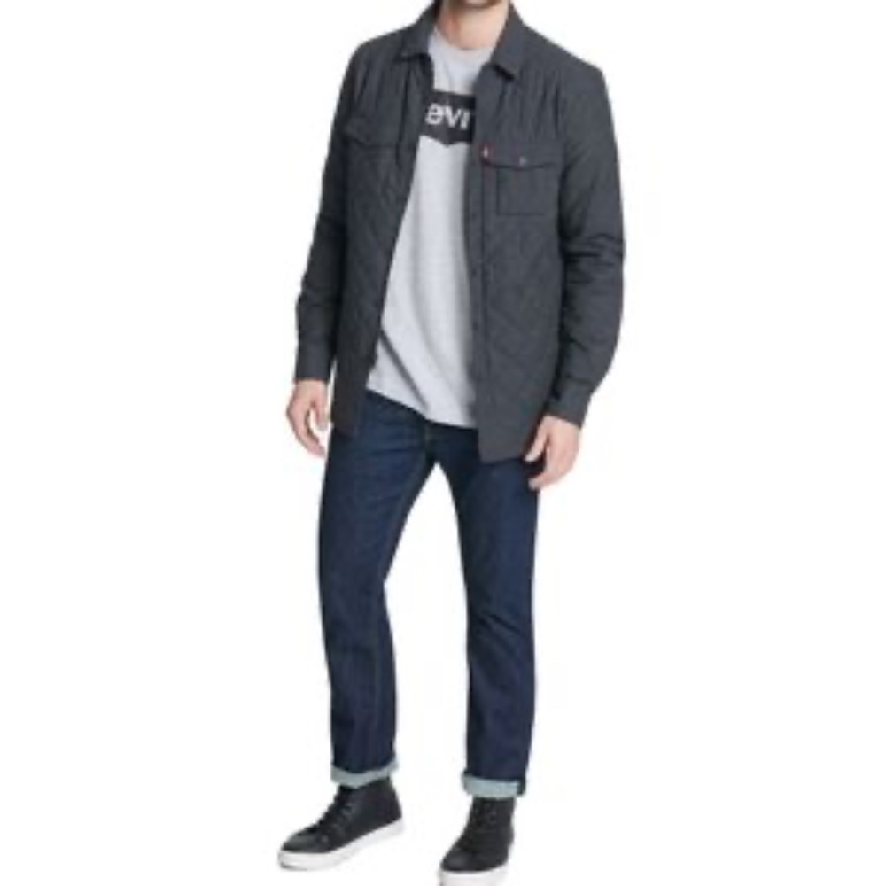 Levi's Men's Charcoal Gray Quilted Shirt Jacket L - Picture 3 of 13